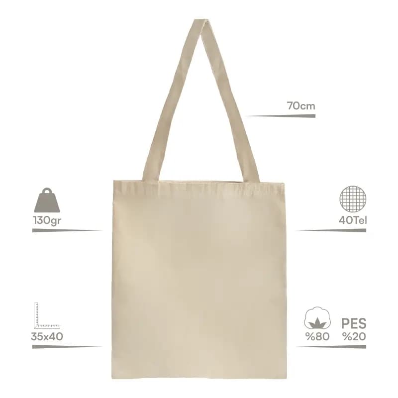 130g Raw Canvas Bag, 80% Cotton, 20% Polyester, 40 Thread Count