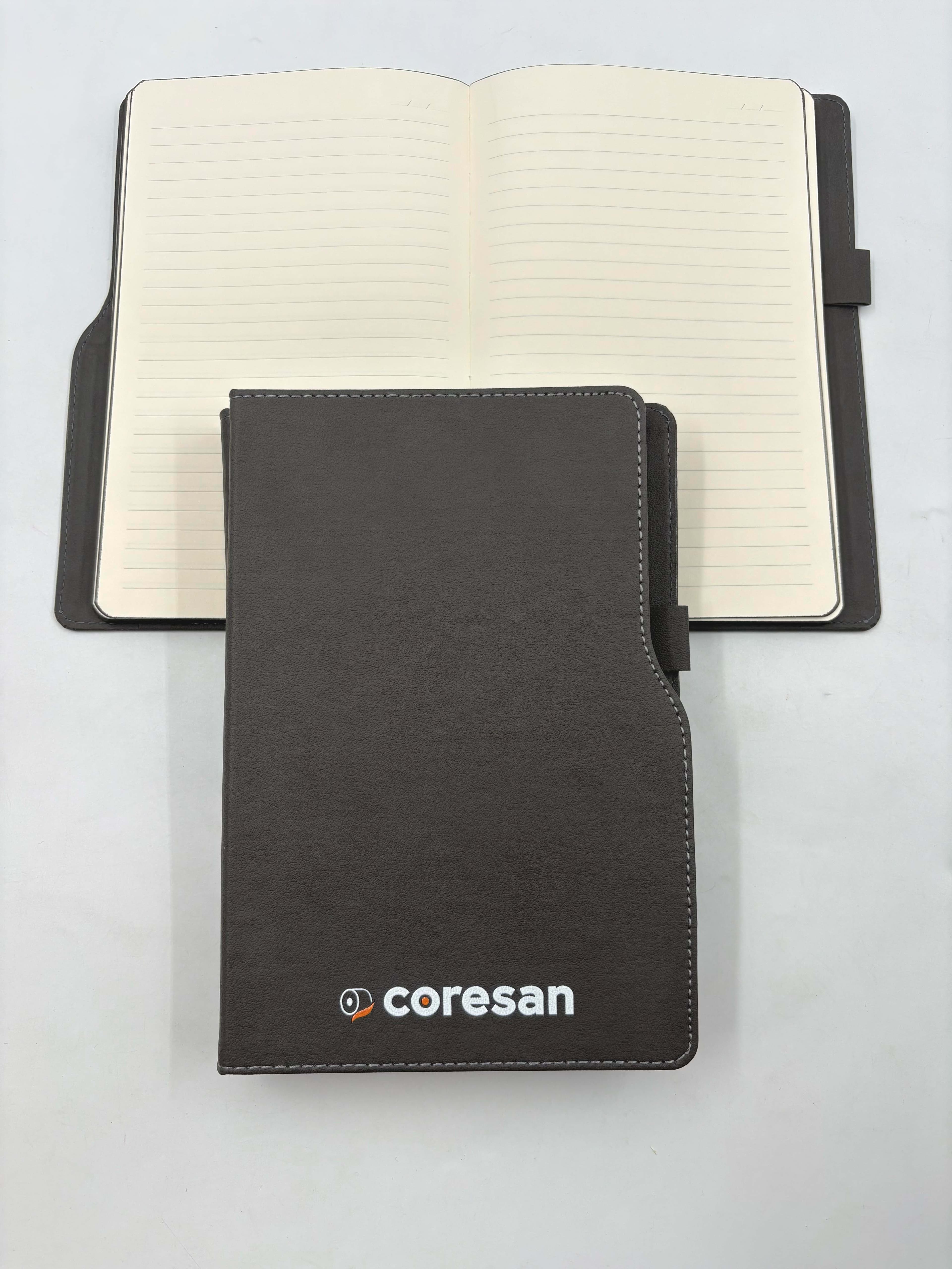 14.5 x 21 cm Thermo Leather PU Hardcover Undated Notebook, 224 Pages, 80 gr Ivory Cream Lined Inner Paper, Painted Edges, Pen Holder