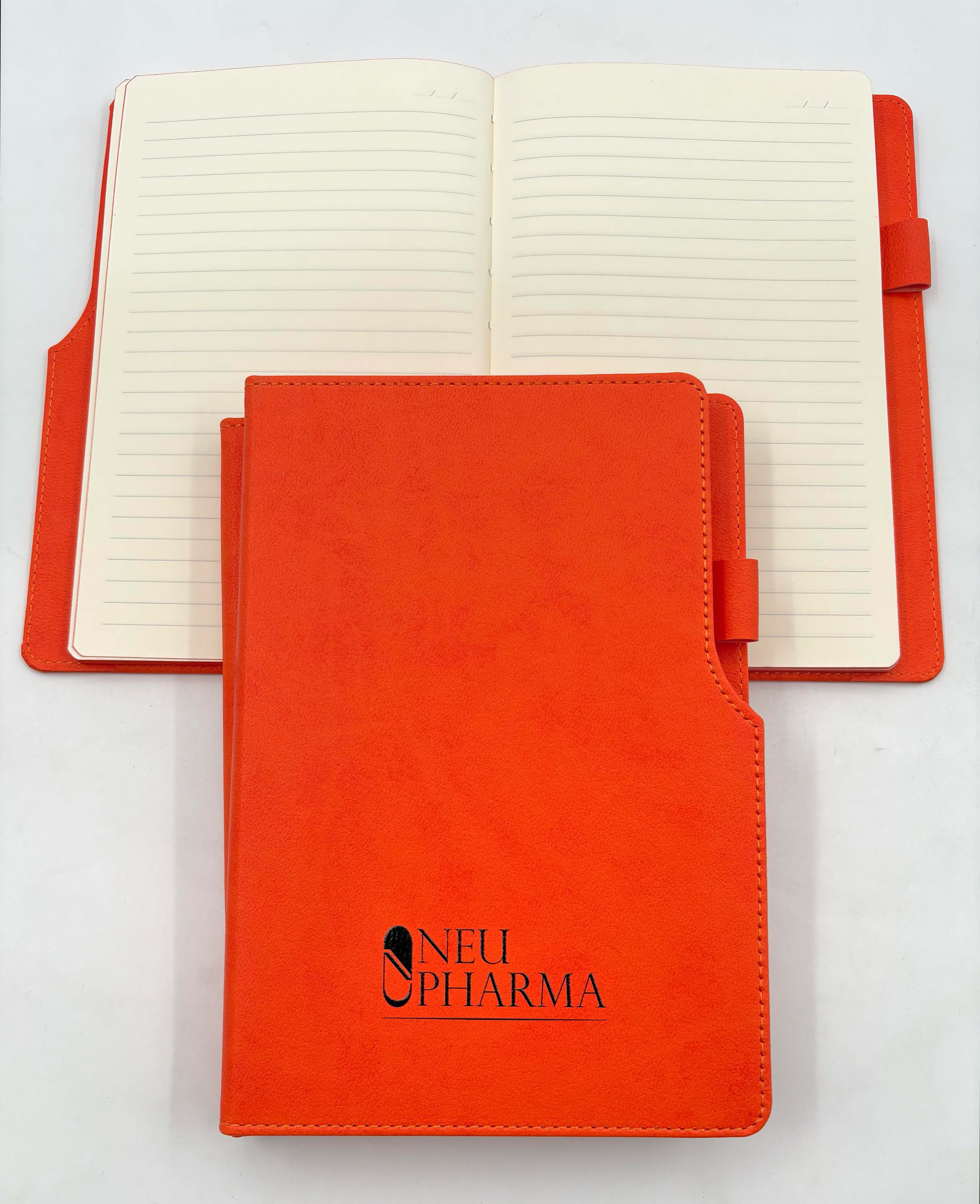 14.5 x 21 cm Thermo Leather PU Hardcover Undated Notebook, 224 Pages, 80 gr Ivory Cream Lined Inner Paper, Painted Edges, Pen Holder