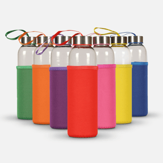 500ml Glass Water Bottle with Colored Sleeve