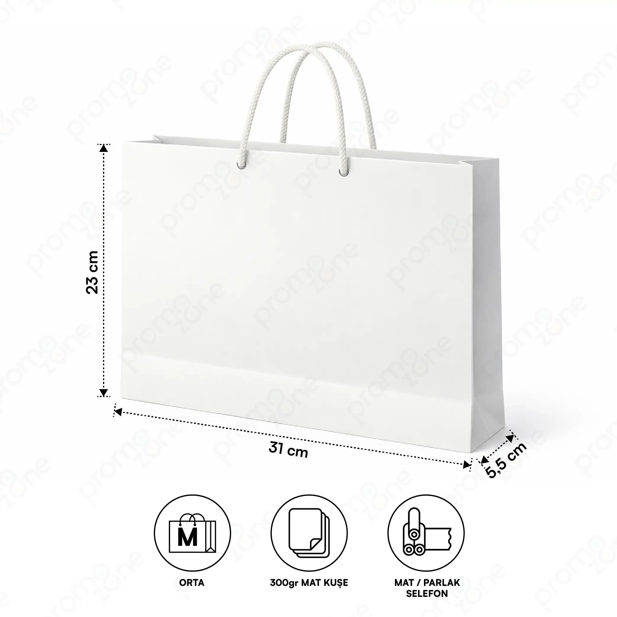 31x23x5.5 cm Medium Size 300 gram Matte Coated Horizontal Cardboard Bag